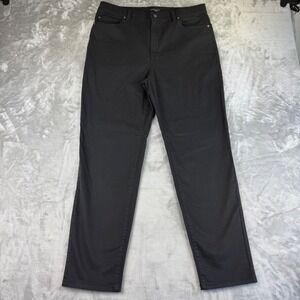 Eileen‎ Fisher Womens Black Organic Cotton Blend High Rise Slim Pants L (1316)